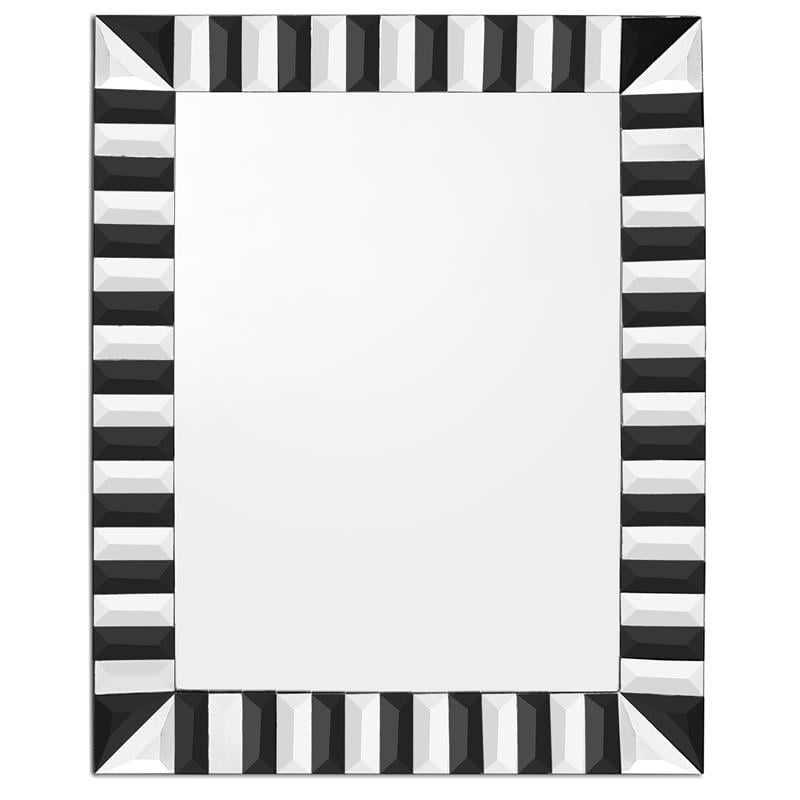 Camden Isle Mirrored Glass Clear and Black Waves Wall Mirror