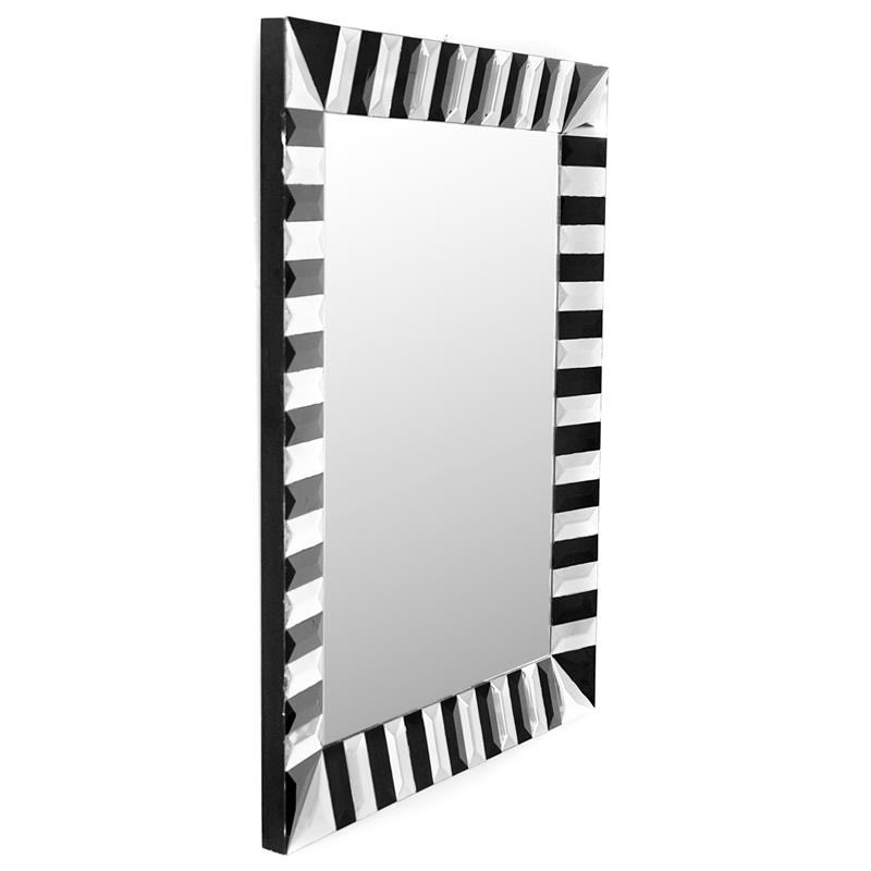 Camden Isle Mirrored Glass Clear and Black Waves Wall Mirror