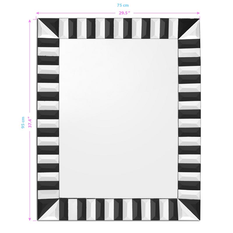 Camden Isle Mirrored Glass Clear and Black Waves Wall Mirror