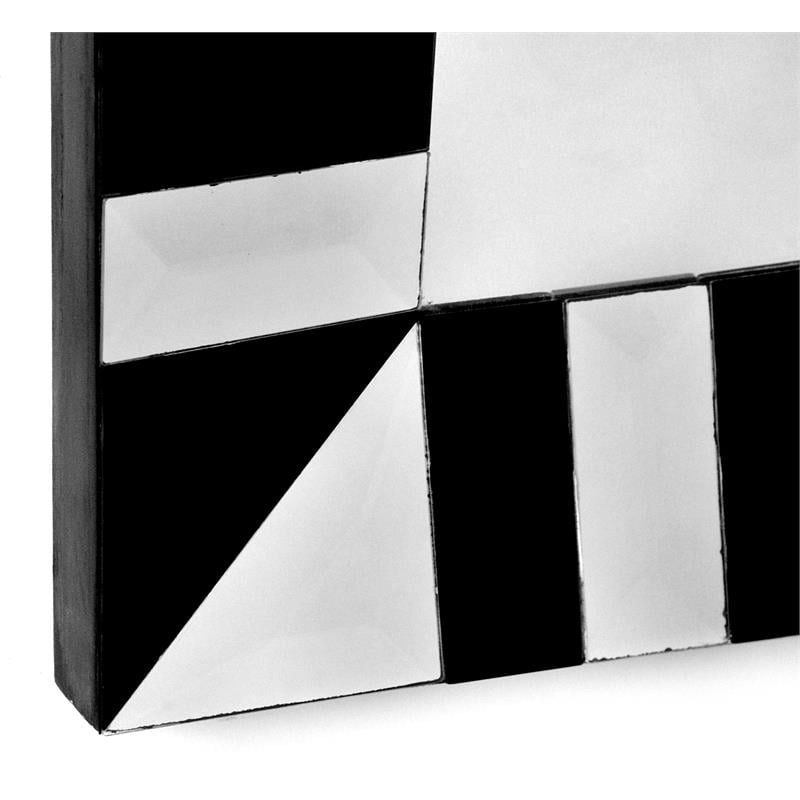 Camden Isle Mirrored Glass Clear and Black Waves Wall Mirror