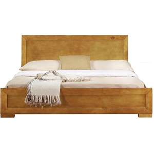 Camden Isle Oxford Wooden Brown Oak Queen Bed with Complete Slat System