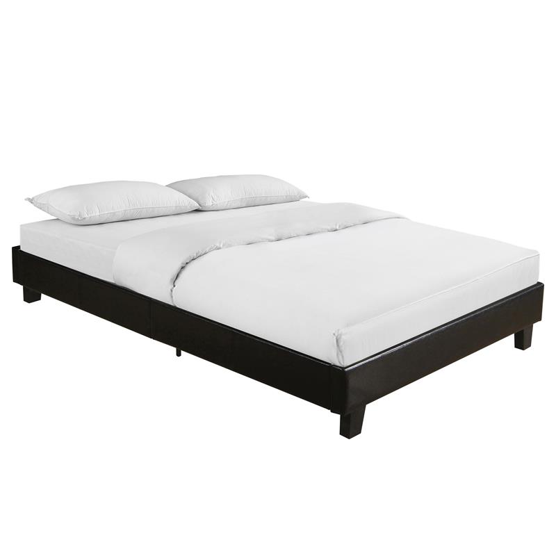 Camden Isle Acton Upholstered Black, Black Faux Leather Queen Platform Bed