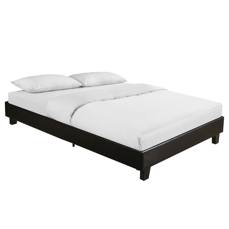 Camden Isle Acton Upholstered Black Faux Leather Queen Platform Bed