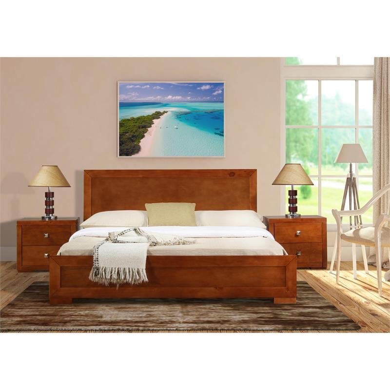 Camden Isle King Cherry Finish Trent Wooden Platform Bed with Slat System