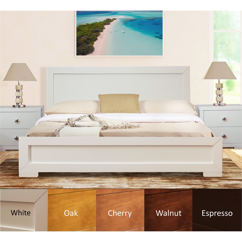 Camden Isle Queen Brown Oak Finish Trent Wooden Platform Bed