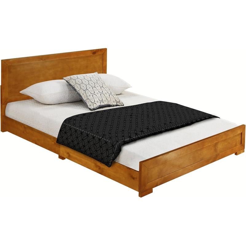 Camden Isle Queen Brown Oak Finish Trent Wooden Platform Bed