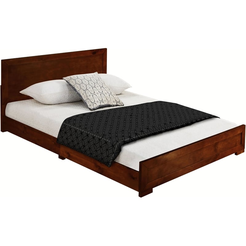 Camden Isle King Brown Walnut Finish Trent Wooden Platform Bed with Slat System
