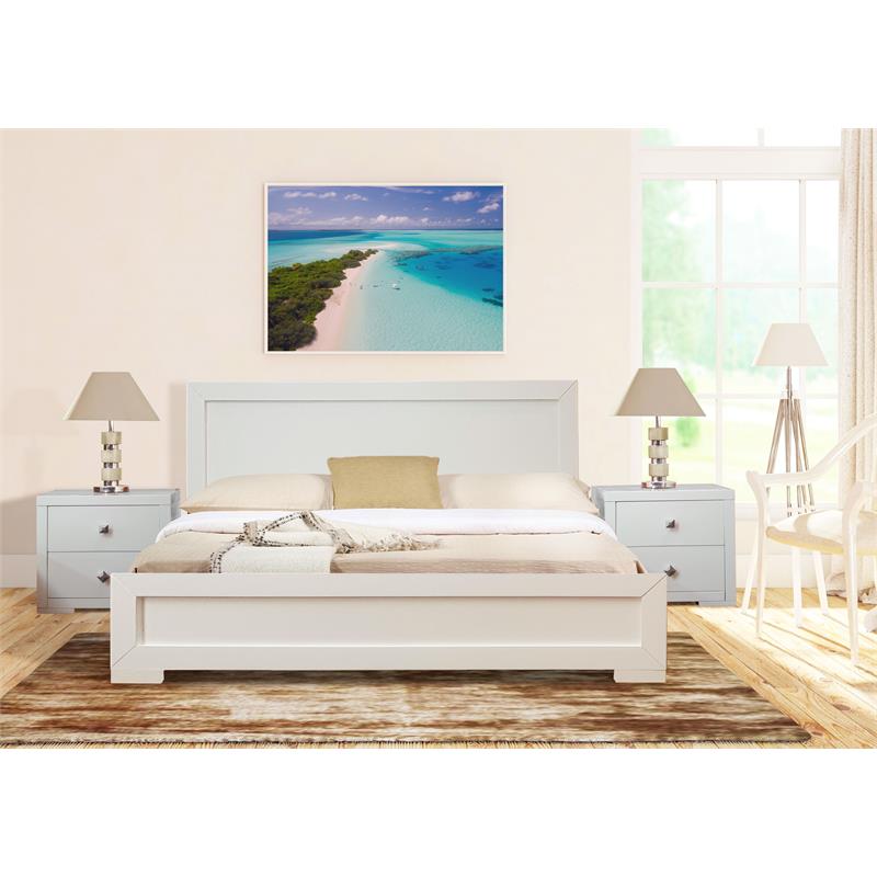Camden Isle Queen White Finish Trent Wooden Platform Bed with Slat System