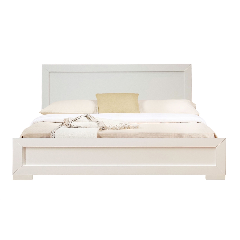 Camden Isle King Trent Wooden Platform Bed in White Finish with Full Slat System