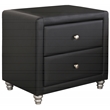 Hindes Black Faux Leather Upholstered Queen Bed with 1 Nightstand Set