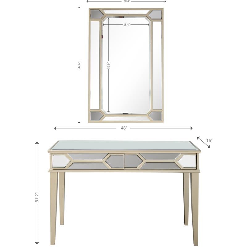 Camden Isle Keeley Wall Mirror and Mirrored Console Table