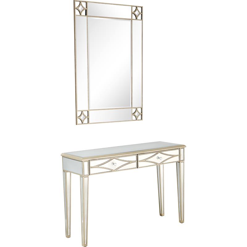 Camden Isle Huxley Wall Mirror and Mirrored Glass Console Table