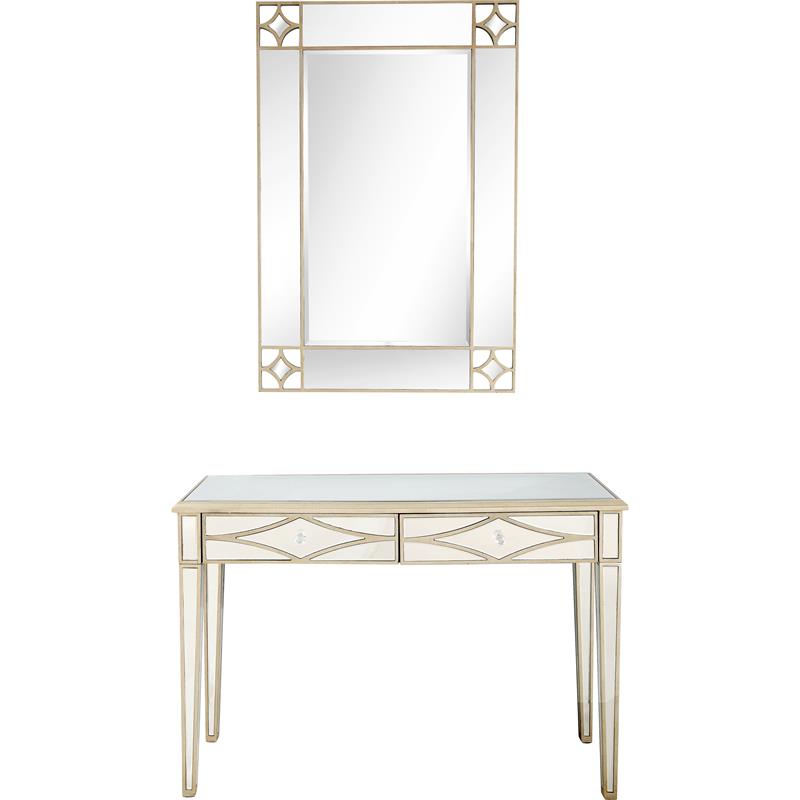 Camden Isle Huxley Wall Mirror and Mirrored Glass Console Table