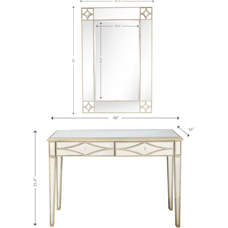 Camden Isle Huxley Wall Mirror and Mirrored Glass Console Table