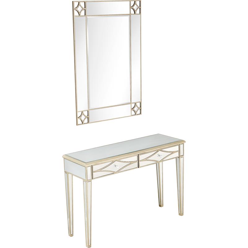Camden Isle Huxley Wall Mirror and Mirrored Glass Console Table
