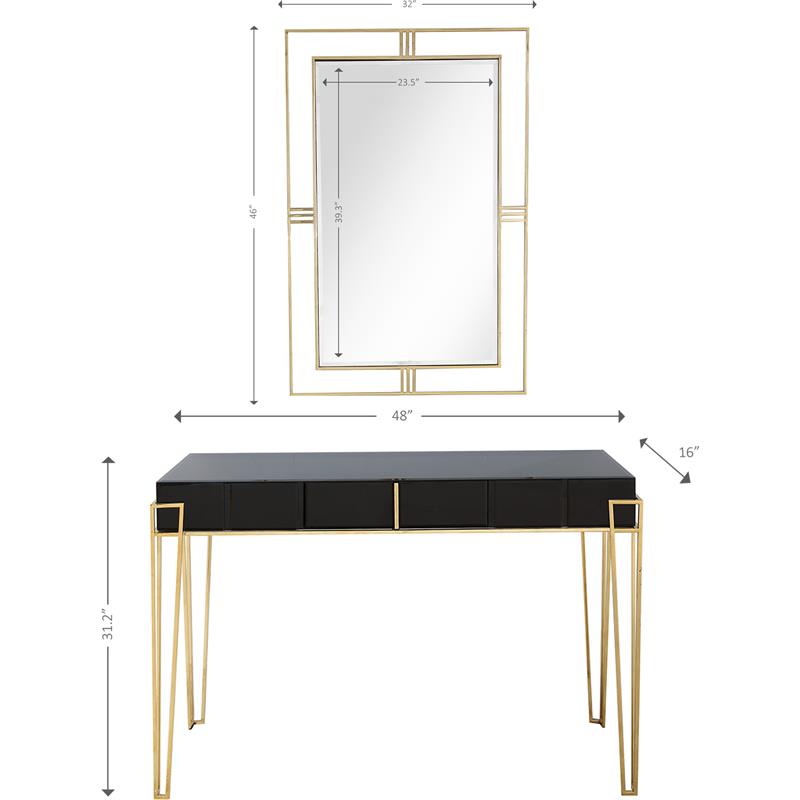 Camden Isle Daria Wall Mirror and Mirrored Glass Console Table