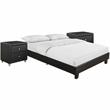 Camden Isle Faux Leather Acton Platform Bed King Black and 2 Nightstands