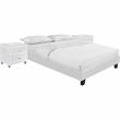 Camden Isle Faux Leather Acton Platform Bed Queen White and 2 Nightstands