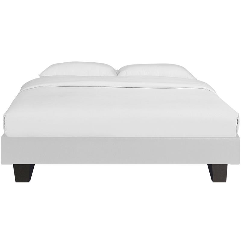 Camden Isle Faux Leather Acton Platform Bed King White and 2 Nightstands