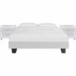 Camden Isle Faux Leather Acton Platform Bed King White and 2 Nightstands