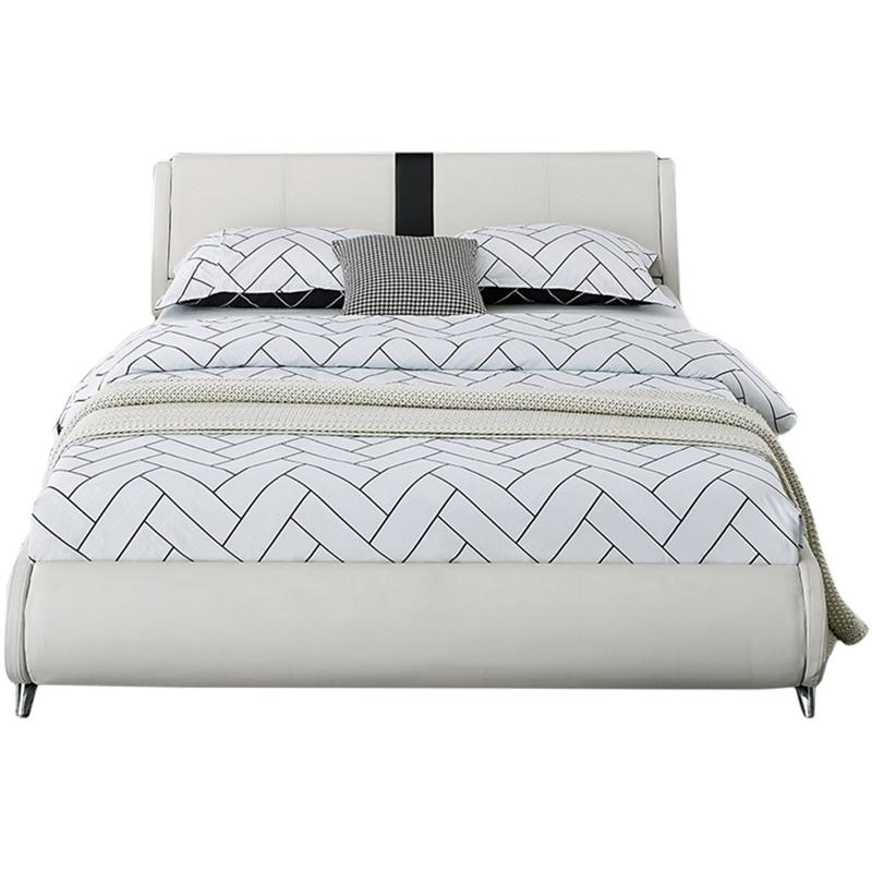 Camden Isle Carlton Bed in Queen White Faux Leather with 2 Nightstands