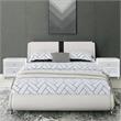 Camden Isle Carlton Bed in Queen White Faux Leather with 2 Nightstands