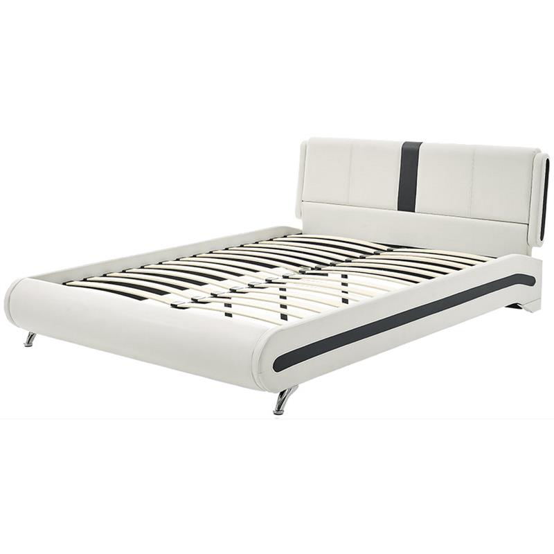 Camden Isle Faux Leather Upholstered Carlton Bed King White with 2 Nightstands