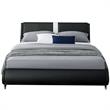 Camden Isle Faux Leather Upholstered Carlton Bed Queen Black with 2 Nightstands