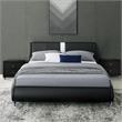Camden Isle Faux Leather Upholstered Carlton Bed Queen Black with 2 Nightstands