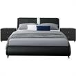 Camden Isle Faux Leather Upholstered Carlton Bed Queen Black with 2 Nightstands