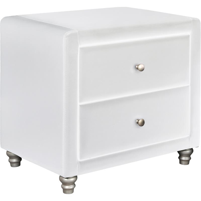 Camden Isle Upholstered Faux Leather 2 Drawer Nightstand in White