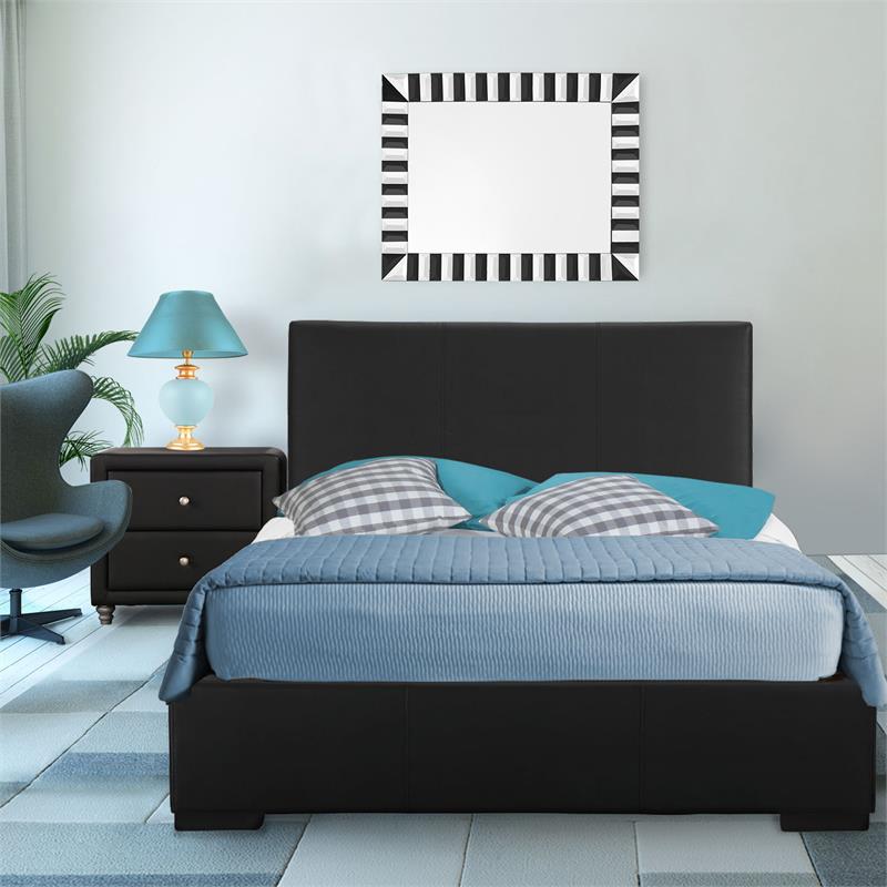 Camden Isle Hindes Upholstered Platform Bed in Black Full with 1 Nightstand