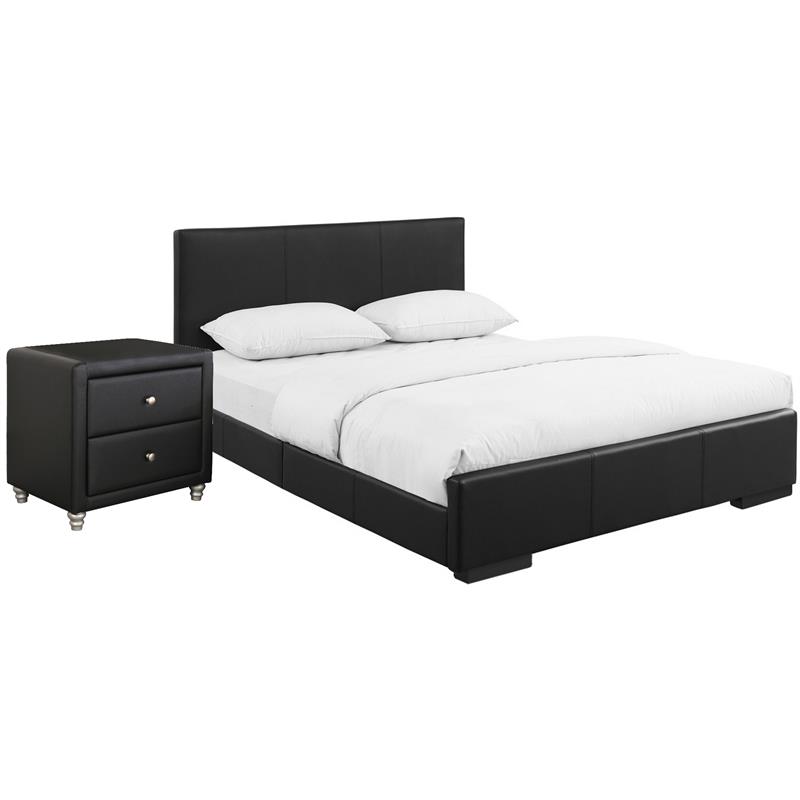 Camden Isle Hindes Upholstered Platform Bed in Black Full with 1 Nightstand