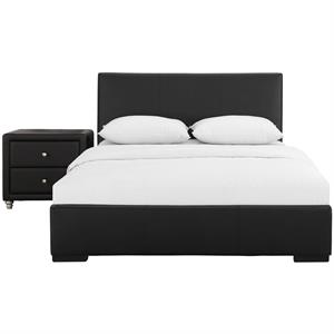 camden isle hindes upholstered platform bed in black queen with 1 nightstand
