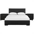 Camden Isle Hindes Upholstered Platform Bed in Black Queen with 2 Nightstands