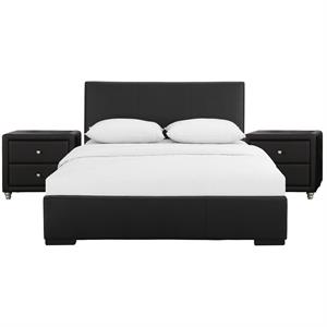 camden isle hindes upholstered platform bed in black king with 2 nightstands