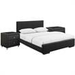 Camden Isle Hindes Upholstered Platform Bed in Black King with 2 Nightstands