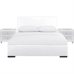 camden isle hindes upholstered platform bed in white king with 2 nightstands