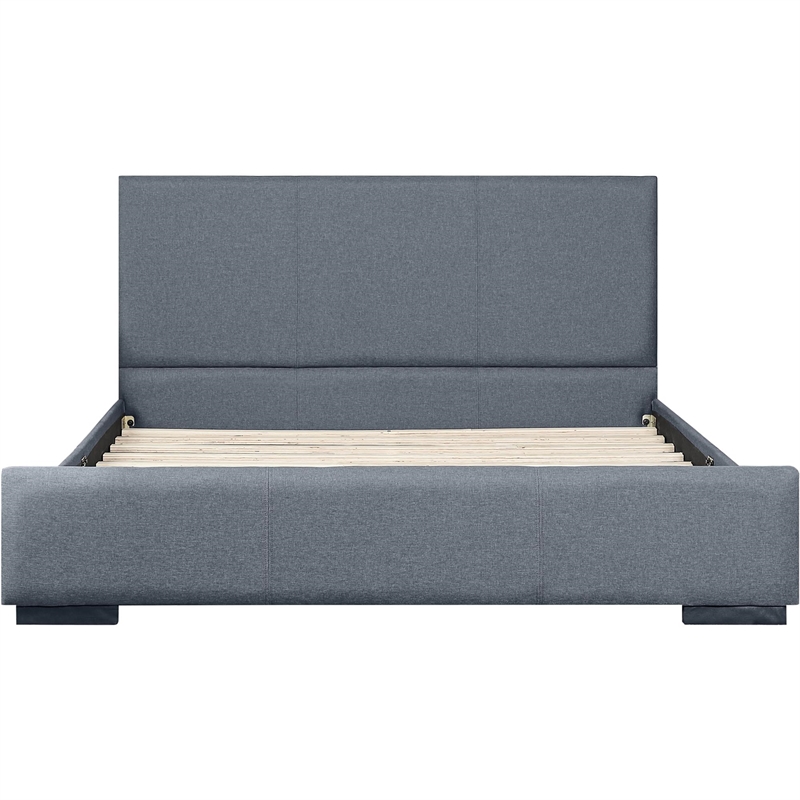 Camden Isle Hindes Twin Platform Bed in Gray Fabric with 1 Nightstand