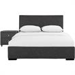 Camden Isle Hindes Twin Platform Bed in Gray Fabric with 1 Nightstand