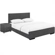 Camden Isle Hindes Full Platform Bed in Gray Fabric with 1 Nightstand