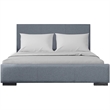 Camden Isle Hindes Full Platform Bed in Gray Fabric with 1 Nightstand