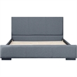 Camden Isle Hindes Full Platform Bed in Gray Fabric with 1 Nightstand