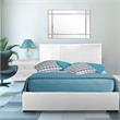 Camden Isle Hindes Twin Faux Leather White Platform Bed with 1 Nightstand