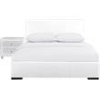 Camden Isle Hindes Twin Faux Leather White Platform Bed with 1 Nightstand