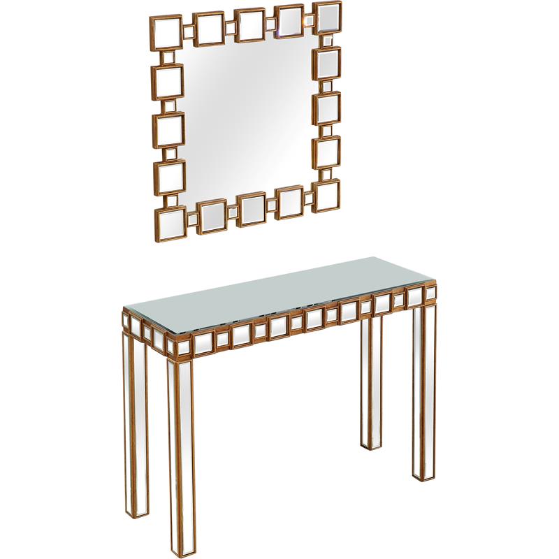 Camden Isle Orion Wall Mirror and Mirrored Console Table