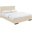 Camden Isle Hindes Queen Size Faux Leather Upholstered Platform Bed in Beige