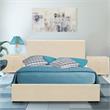 Camden Isle Hindes Queen Size Faux Leather Upholstered Platform Bed in Beige