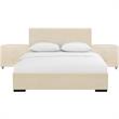 Camden Isle Queen Hindes Platform Bed in Beige Faux Leather with 2 Nightstands