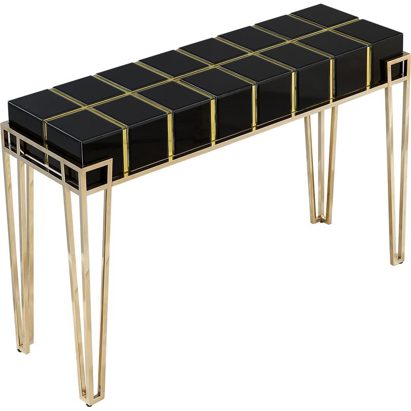Camden Isle Tuxedo Black Mirrored Console Table